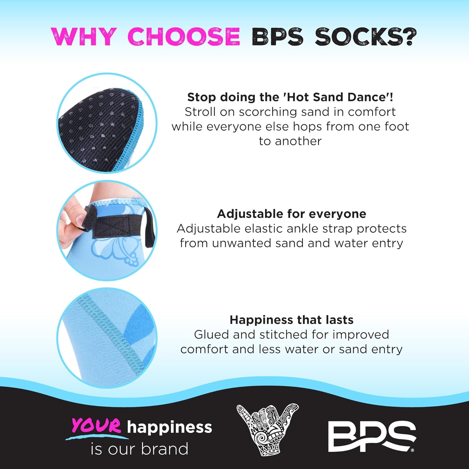 Calcetín BPS ‘Storm Sock’ ultra premium para aletas de agua (corte bajo, unisex) 0.118pulgadas de neopreno pegado y cosido ciego con correas de