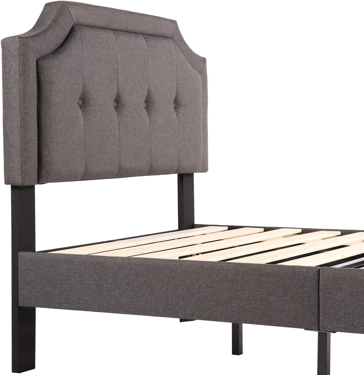 VECELO – Cabecero de cama tapizada con panel cosido de diamante, marco de metal