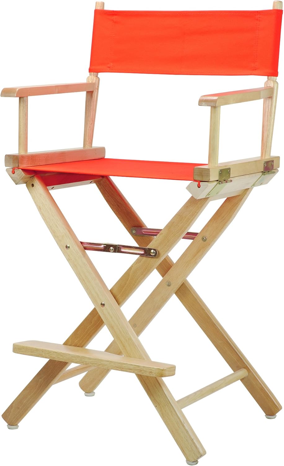 Casual Home – Silla de director de 24.0in, marco natural con lienzo naranja, altura de mostrador