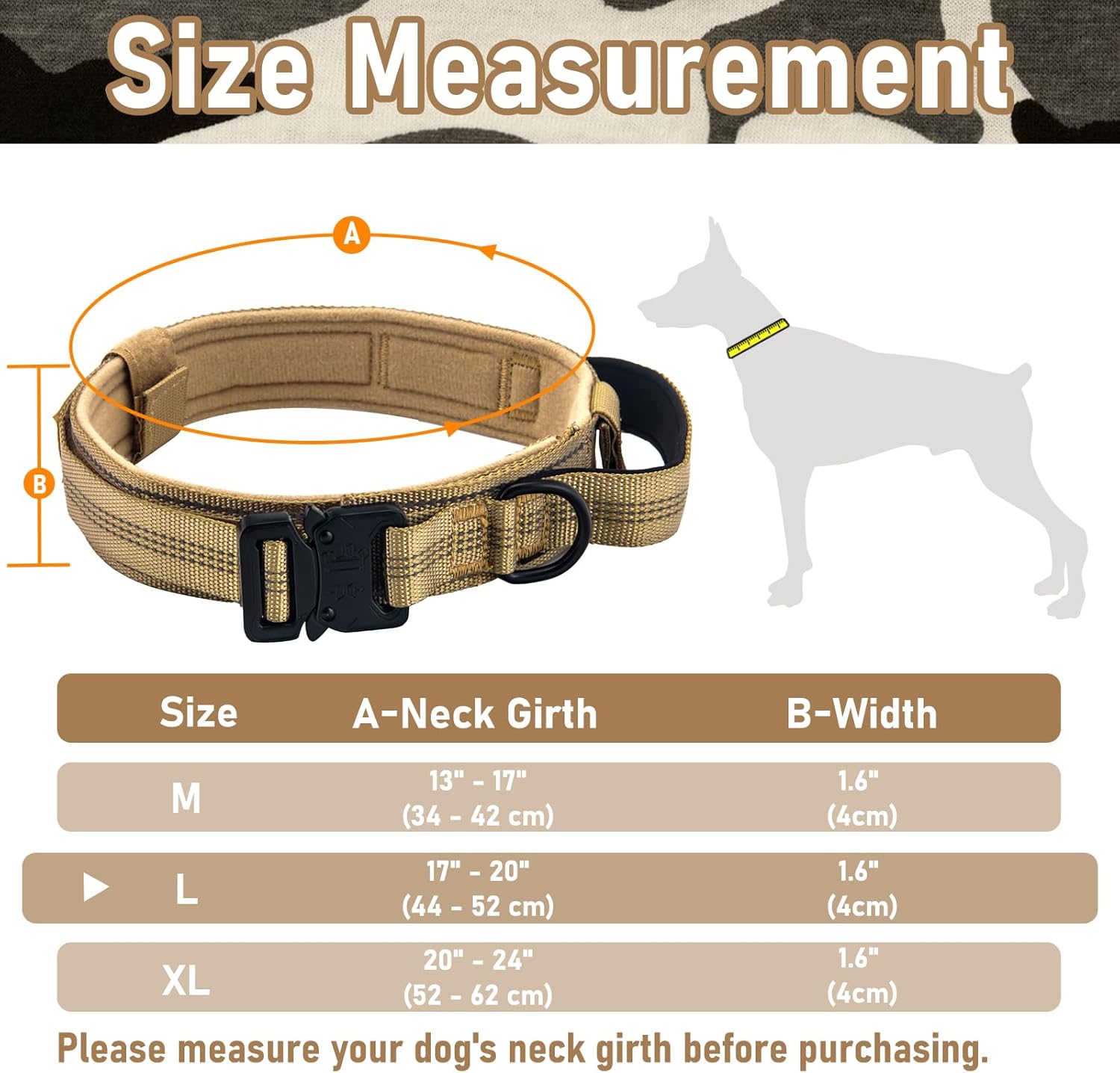 Collar táctico para perro, collar ajustable de entrenamiento militar con mango suave, correas de nailon reflectantes, hebilla de metal resistente