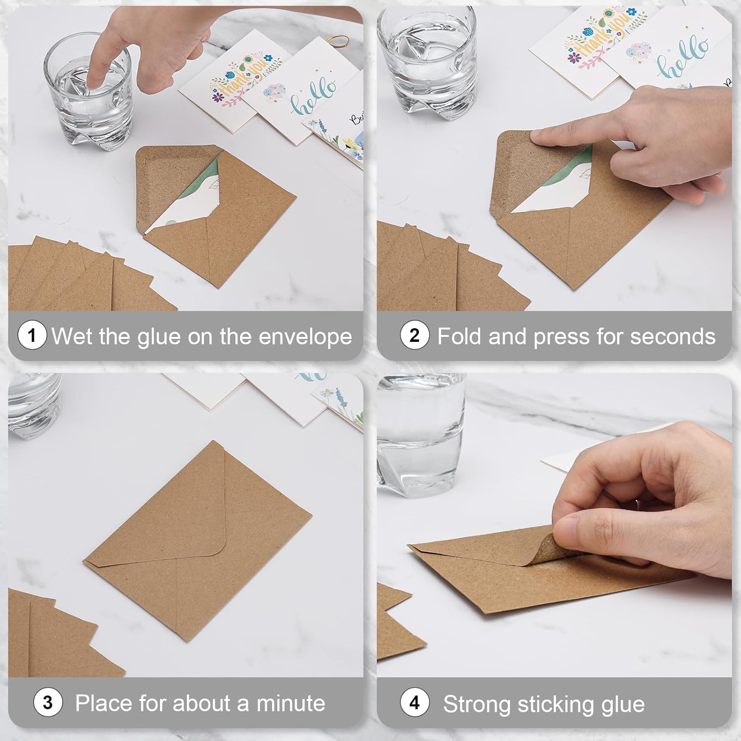 Paquete de 100 sobres pequeños de 4 x 2.75 pulgadas, sobres de papel kraft de 120 GSM, sobres pequeños de papel kraft para tarjetas de regalo,