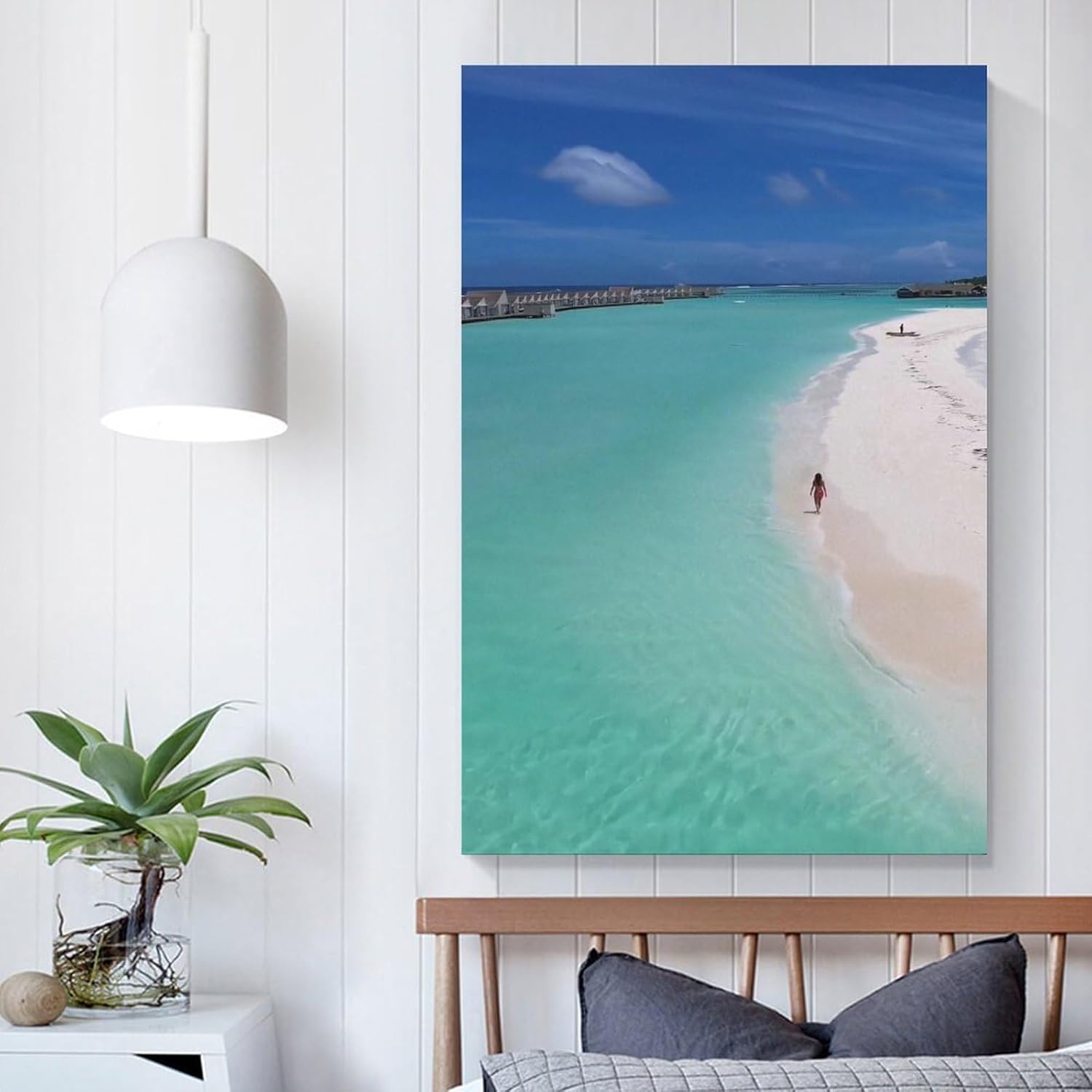 SJRENDKJ Nube de agua, cielo, fluido, formas geográficas costeras y oceánicas, playa, aqua, horizonte, ocio, lienzo para pared, decoración de