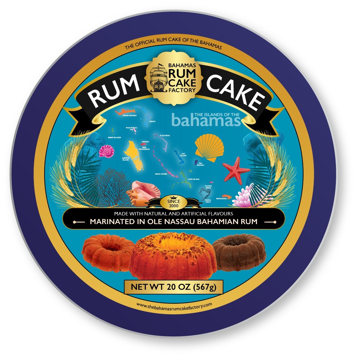 The Bahamas Rum Cake Factory Ole Nassau Banana Ron Cake, 20 onzas