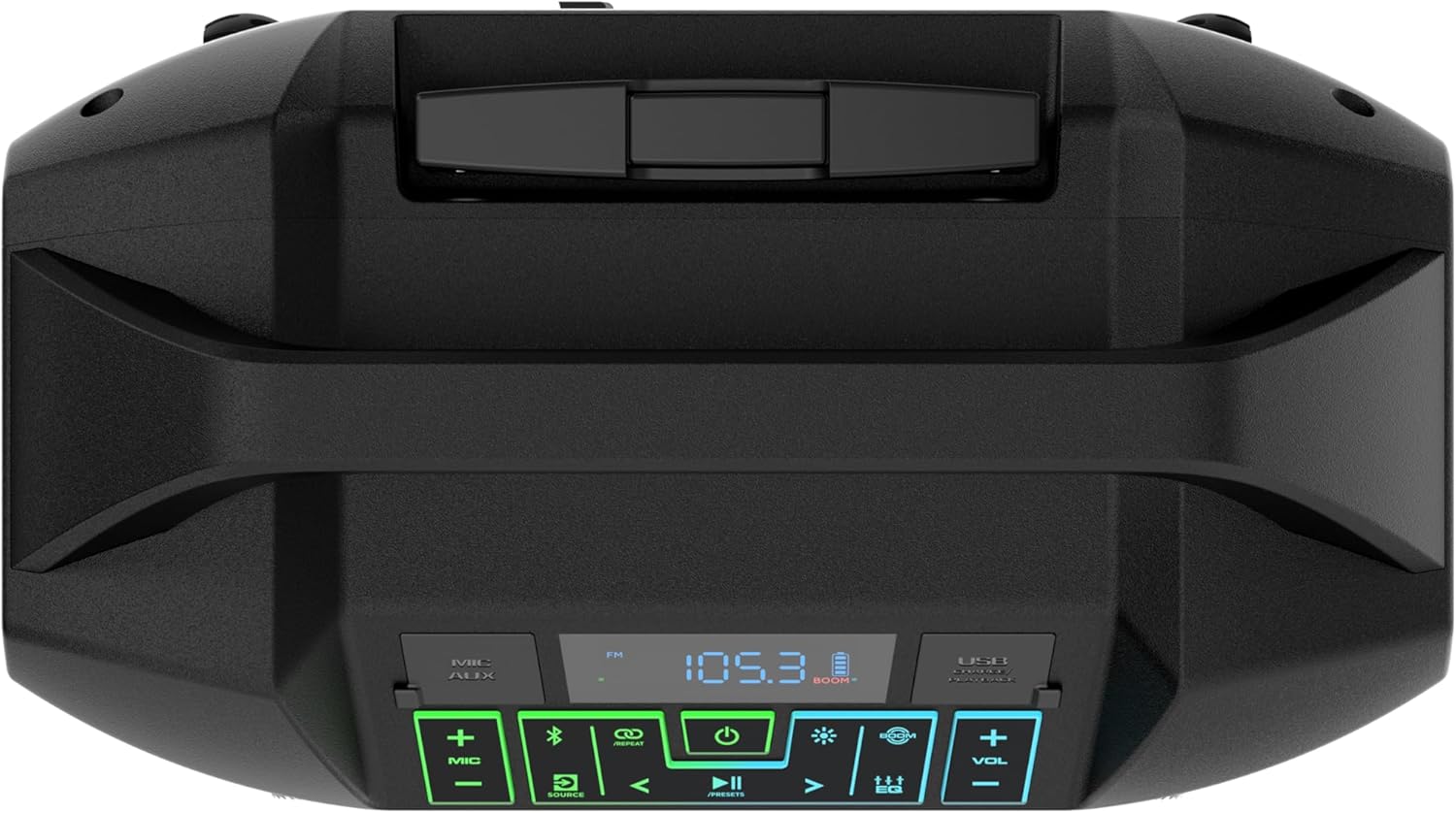 ION Block Rocker – Altavoz portátil Bluetooth para fiestas al aire libre con micrófono de karaoke, batería, 4 altavoces, radio, puerto USB,
