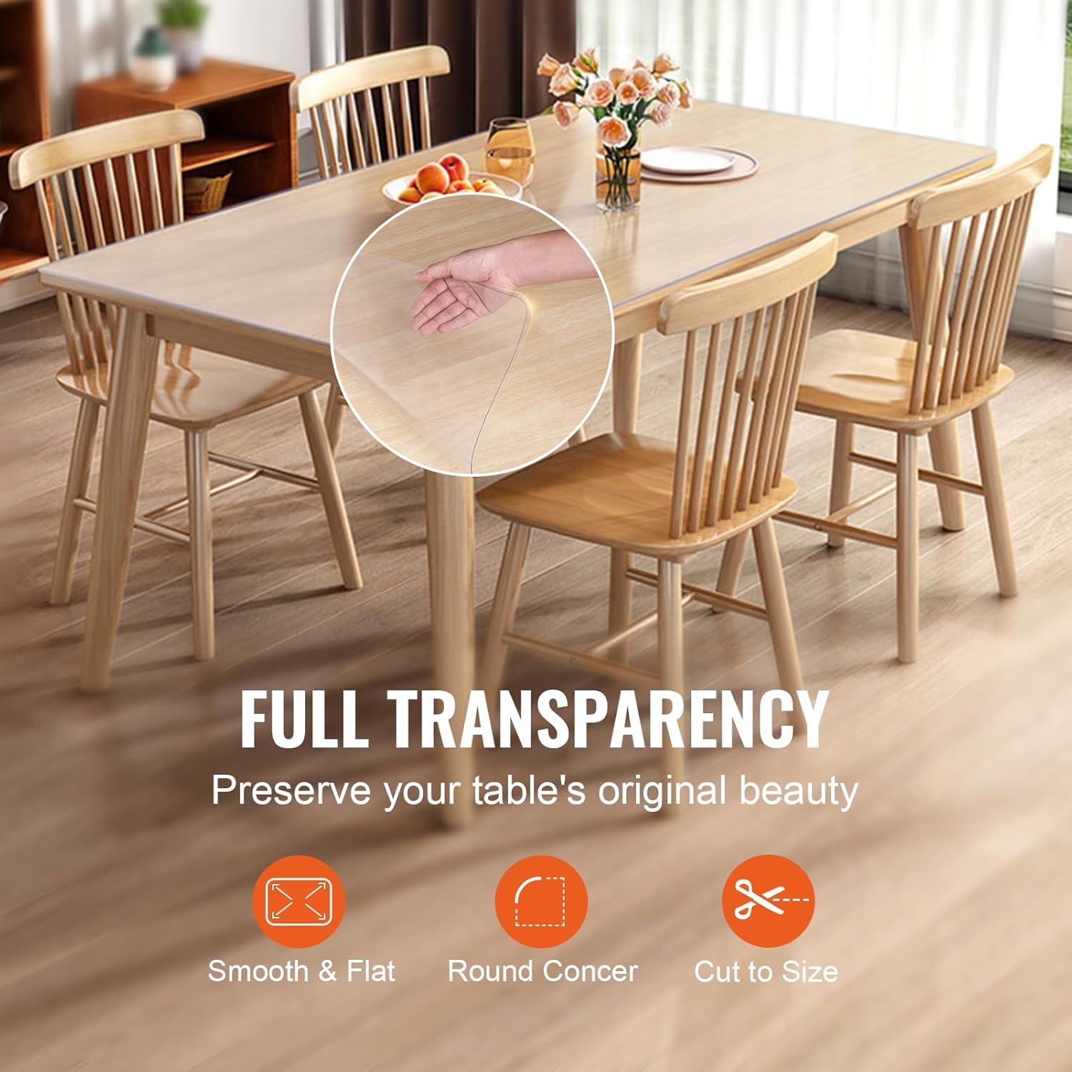 VEVOR Protector de mesa transparente, 18 x 48 pulgadas, cubierta de mesa de 0.059 in de grosor, mantel de plástico PVC de 0.059 in de grosor,