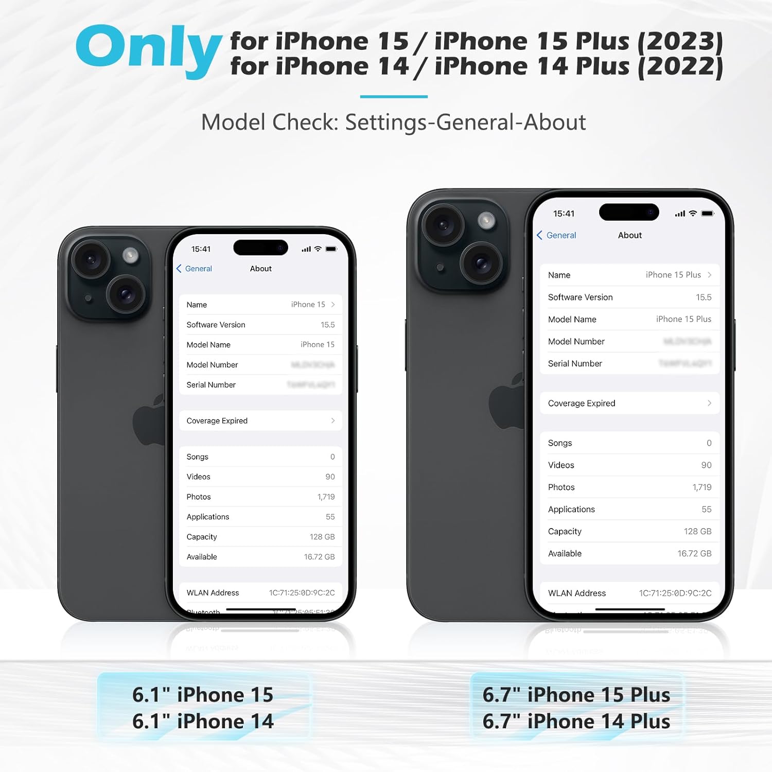 Paquete de 2 protectores de lente de cámara para iPhone 15iPhone 15 Plus, fuerte absorción Vidrio templado 9H y cubierta de lente de anillo