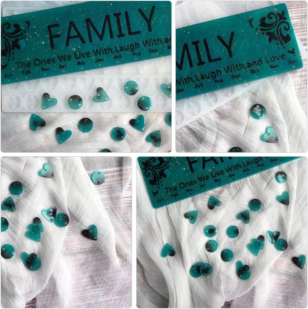 Moldes de resina familiar DIY para recordatorios de cumpleaños familiares, molde para colgar en forma de corazón redondo, molde de resina epoxi de