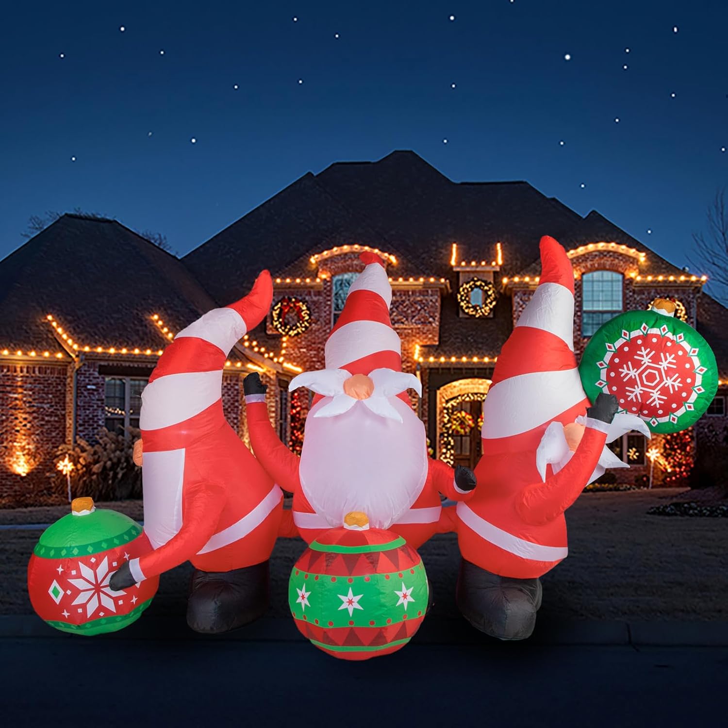 Morejoy Gnomos inflables de Navidad de 6.3 pies  Decoración inflable de Navidad al aire libre  Decoración de Navidad al aire libre con luces LED