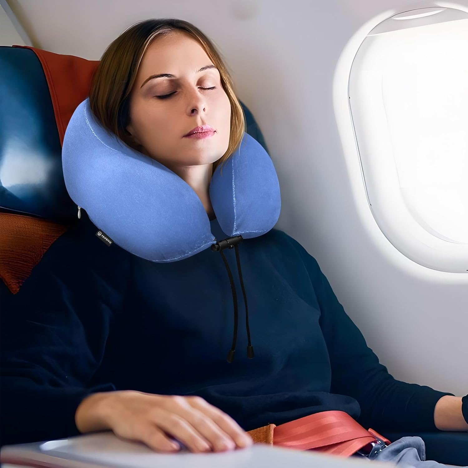 Salvia Blue – Almohadas compactas de viaje, almohada de espuma viscoelástica en forma de U, almohadas de viaje para aviones