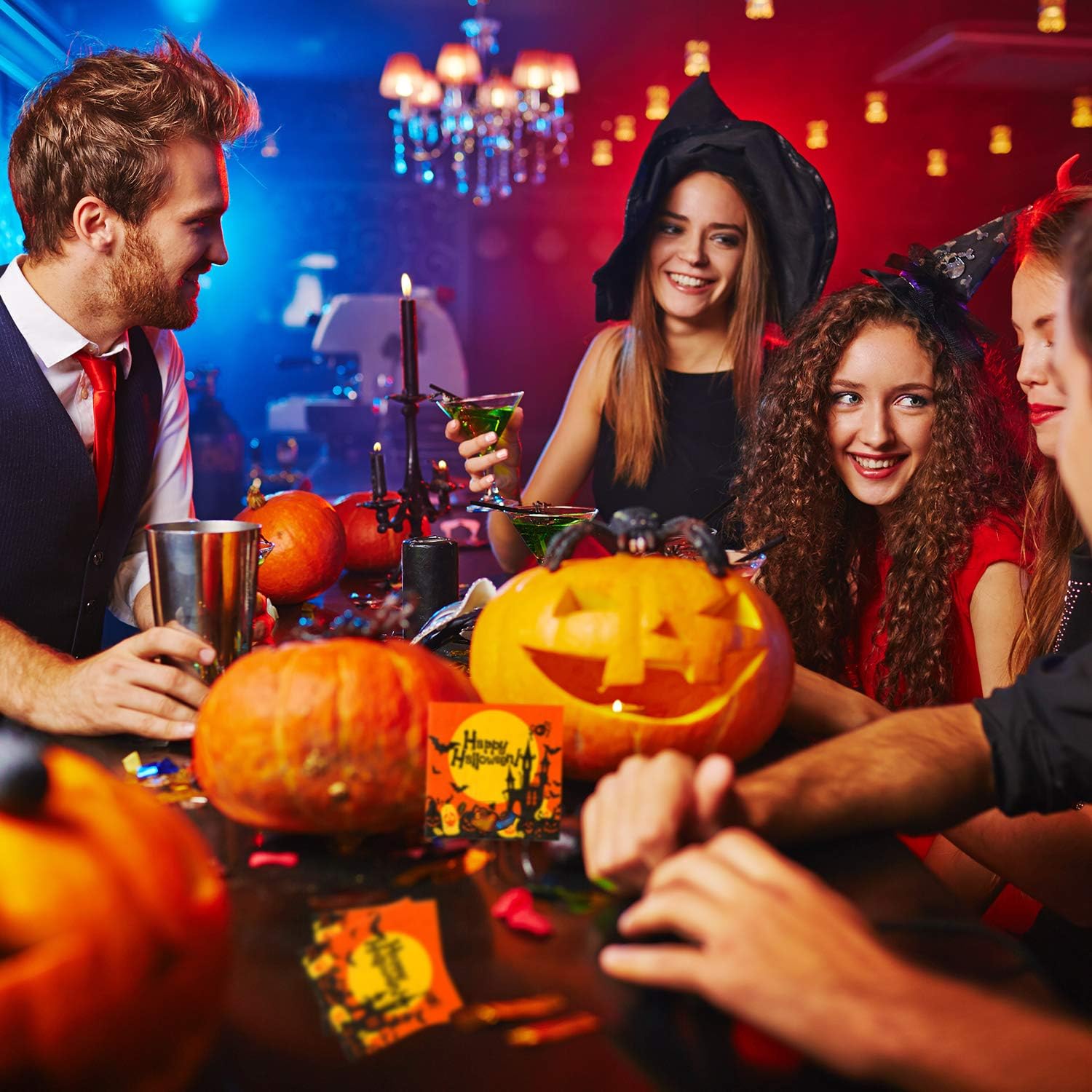 Elcoho 150 servilletas de papel desechables de Halloween para bebidas horriblemente elegantes servilletas de cóctel con 2 capas, 5 x 5 pulgadas