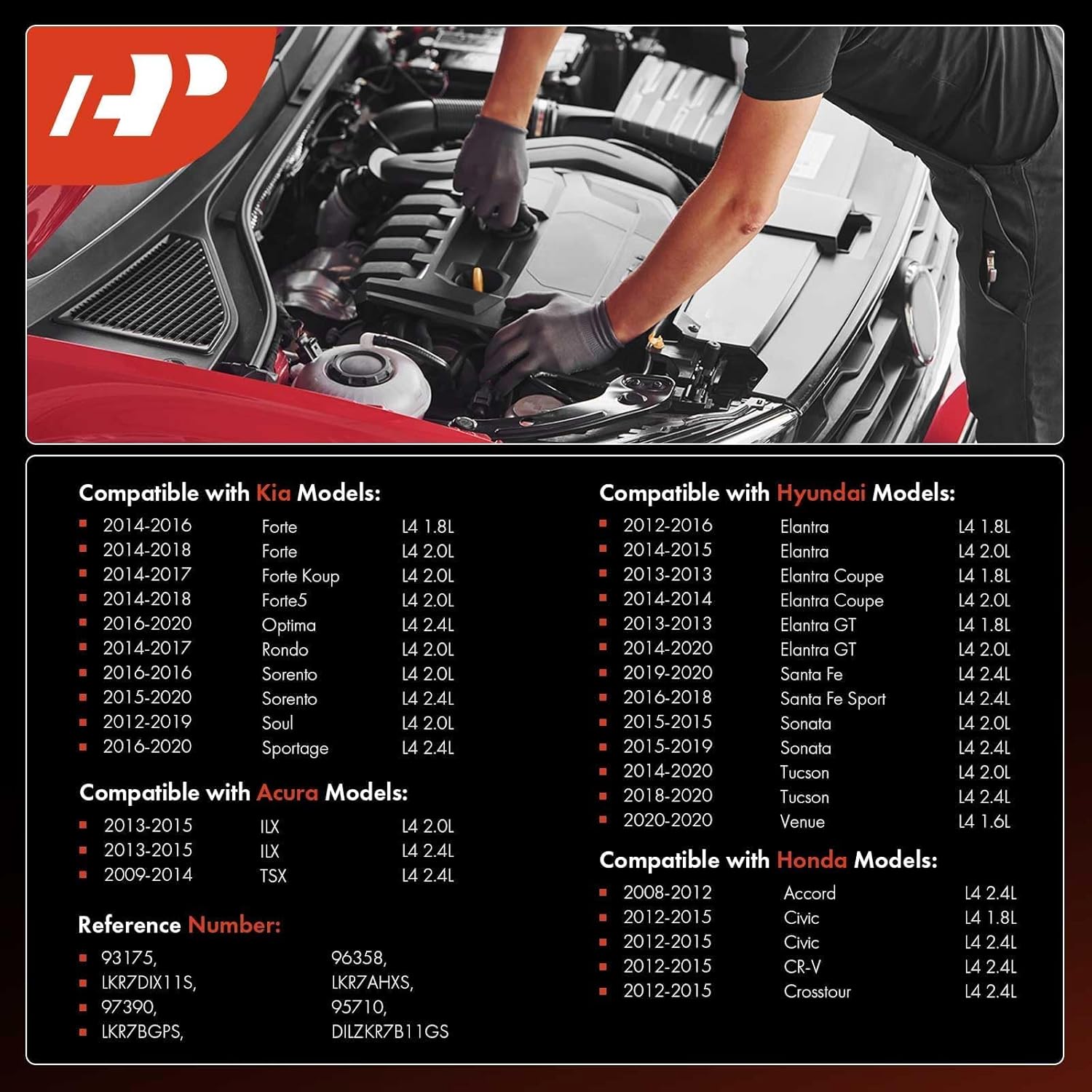 A-Premium Bujías de platino iridio compatibles con Honda CR-V, Civic, Accord, Crosstour y Hyundai Elantra, Elantra CoupeGT, Sonata, Santa Fe, Santa