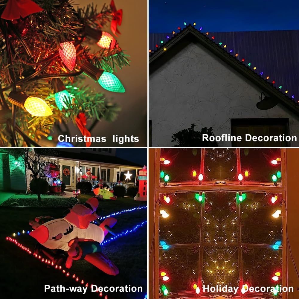 Paquete de 50 bombillas LED C7 de Navidad, repuesto C7 luces LED de Navidad para exteriores, bombilla LED C7 inastillable para cadena de luces de