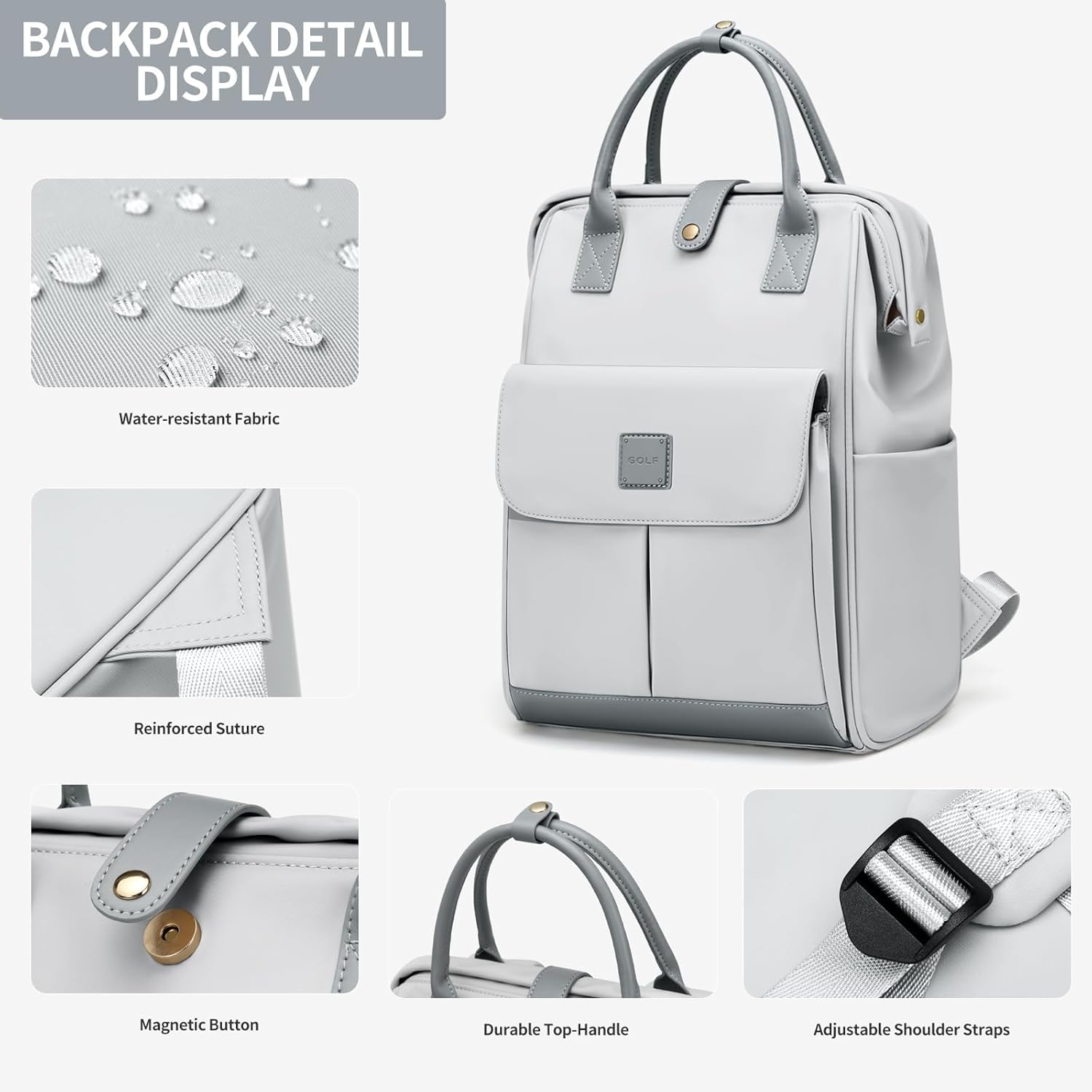 Mochila para laptop para mujer, con asa de mano, abierta, casual, para trabajo, viajes, mochila para libros de 15 pulgadas + mochila de viaje para