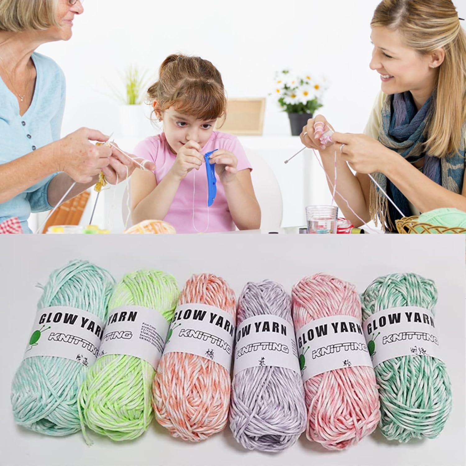 Hilo de ganchillo que brilla en la oscuridad, hilo de ganchillo luminoso para manualidades, Halloween, Navidad, hilo de coser, suministros de fiesta