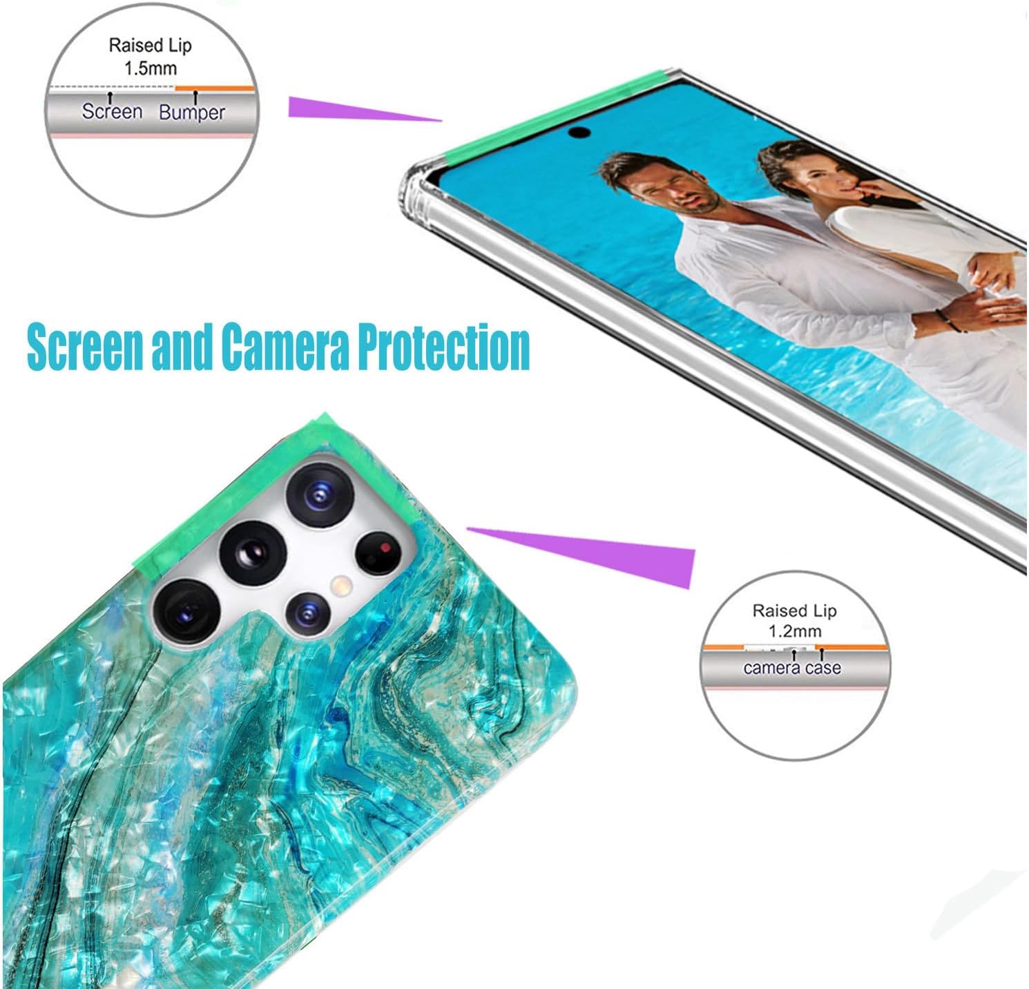 Funda protectora para Samsung Galaxy S22 Ultra para niñas y mujeres, carcasa protectora de TPU suave con purpurina brillante brillante brillante y
