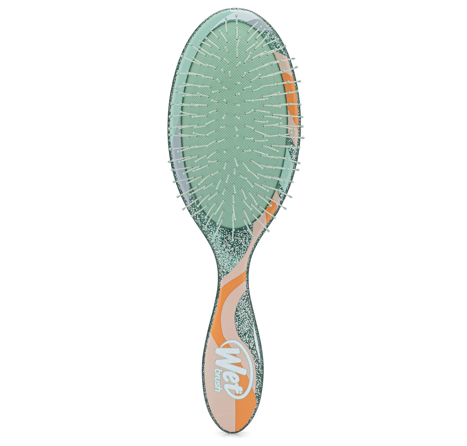 Wet Brush Cepillo desenredante original, verde (vórtice con brillantina), cerdas IntelliFlex ultrasuaves, cepillo desenredante que se desliza a