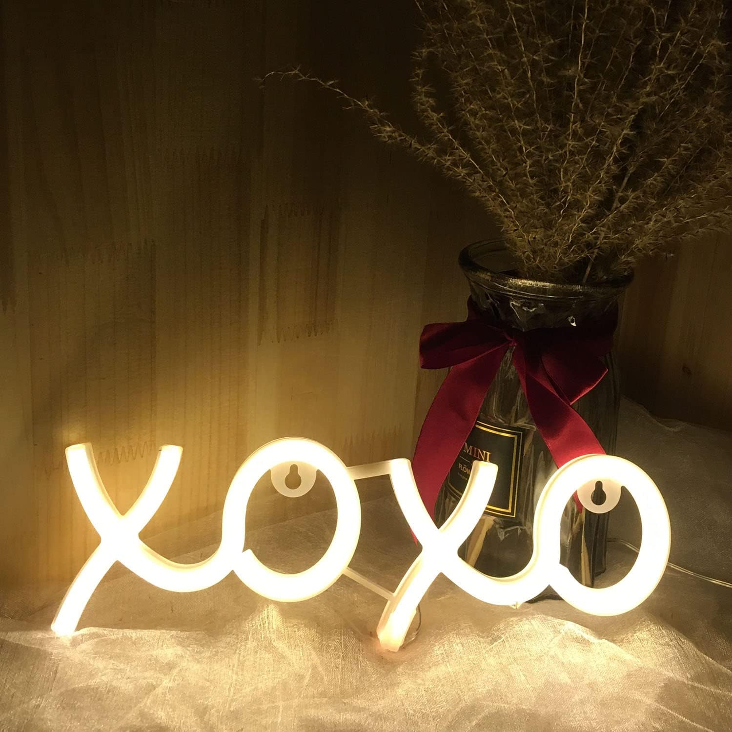 XOXO – Letrero de neón para decoración de pared de dormitorio, luz LED de luna, para regalo de cumpleaños, novio, novia, amante, adolescentes,