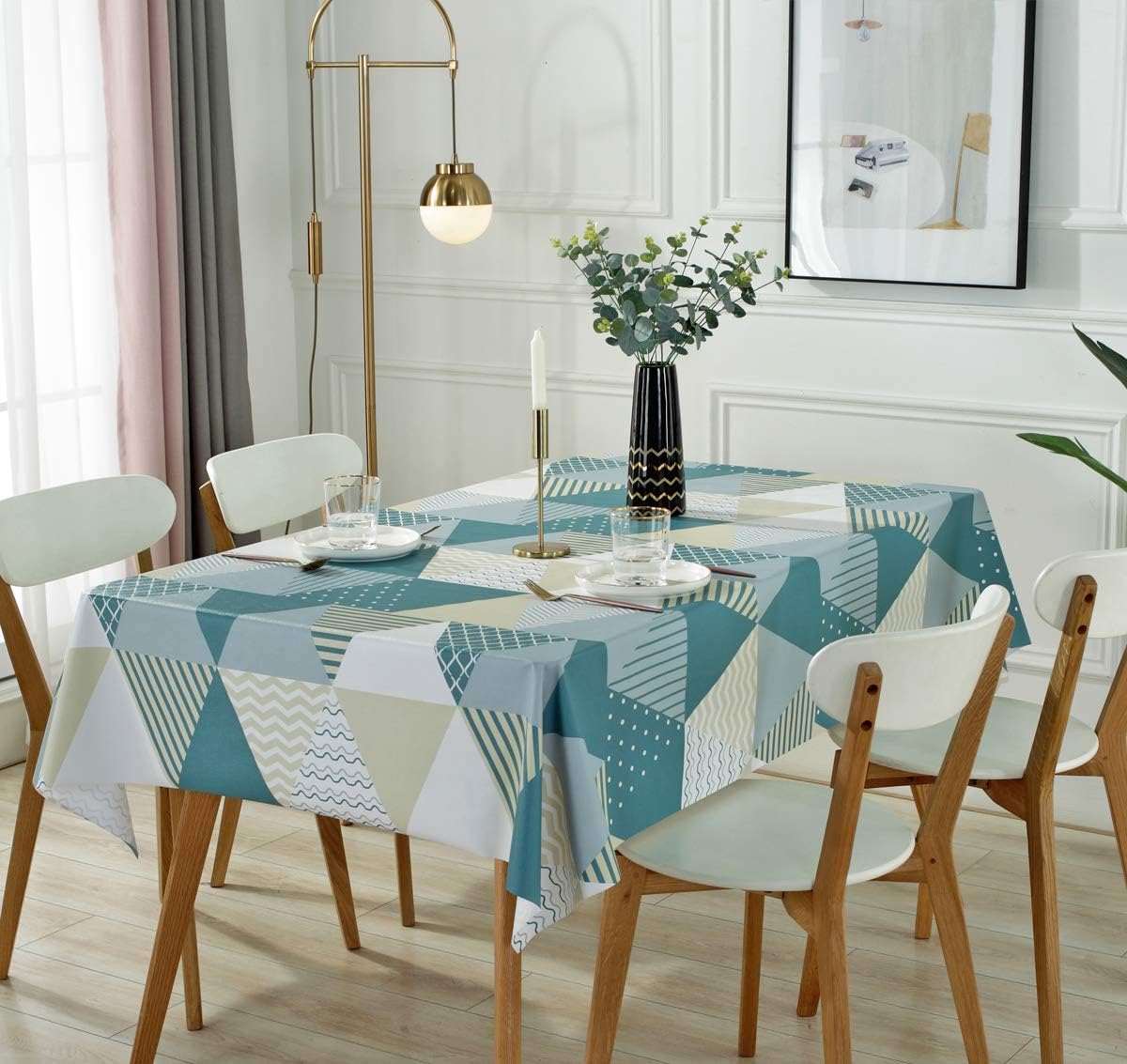 DUOFIRE Mantel de vinilo rectangular pesado, cubierta de mesa fácil de limpiar e impermeable