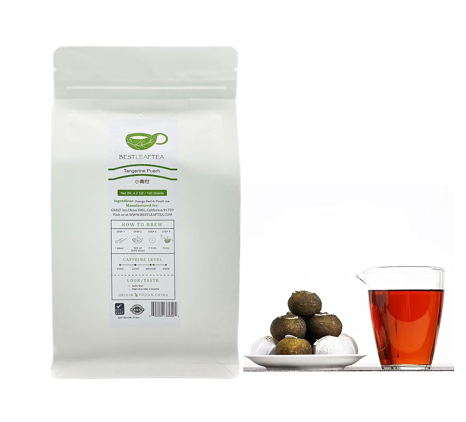 BESTLEAFTEA Té Puerh Mandarina Bolsa 4.23 oz 4.2 oz
