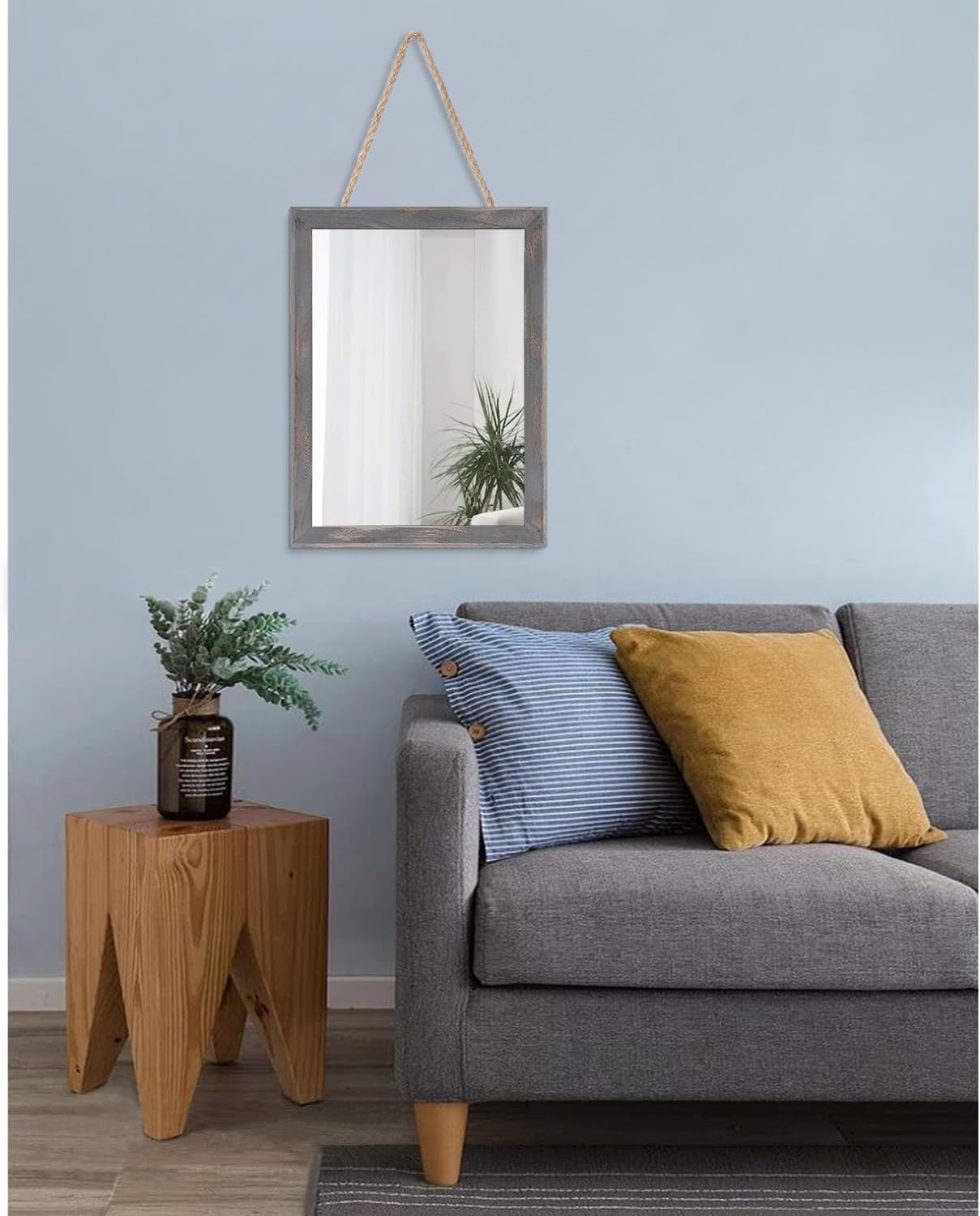 AAZZKANG Espejo de madera rectangular rústico para decoración de pared para dormitorio, baño, sala de estar, entrada, decoración del hogar