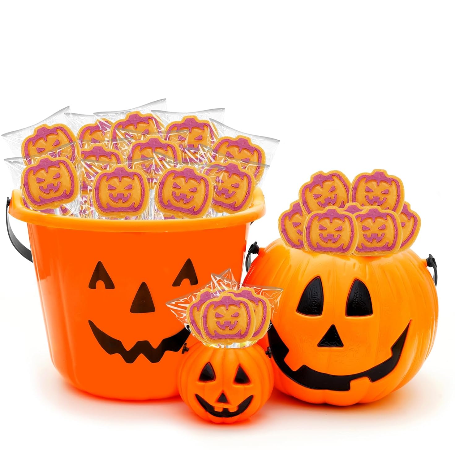 Caramelos de paletas de tatuaje de calabaza naranja, ideal para rellenos de bolsas de fiesta, envueltos individualmente (media libra)
