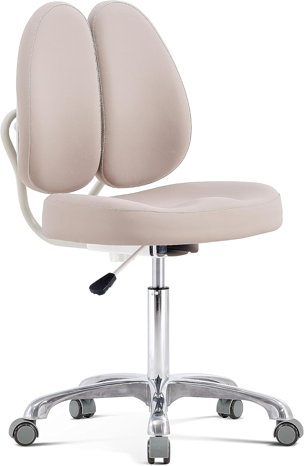 HNKastela Silla rodante con soporte de respaldo  Taburete de tienda de altura ajustable con ruedas para esteticista, pestañas, maquillaje,