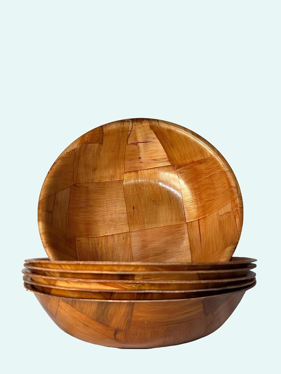 Homazing – Juego de 6 cuencos de ensalada de madera, cuencos de ensalada de 8 pulgadas para el almuerzo, cuencos de madera tejida para alimentos,