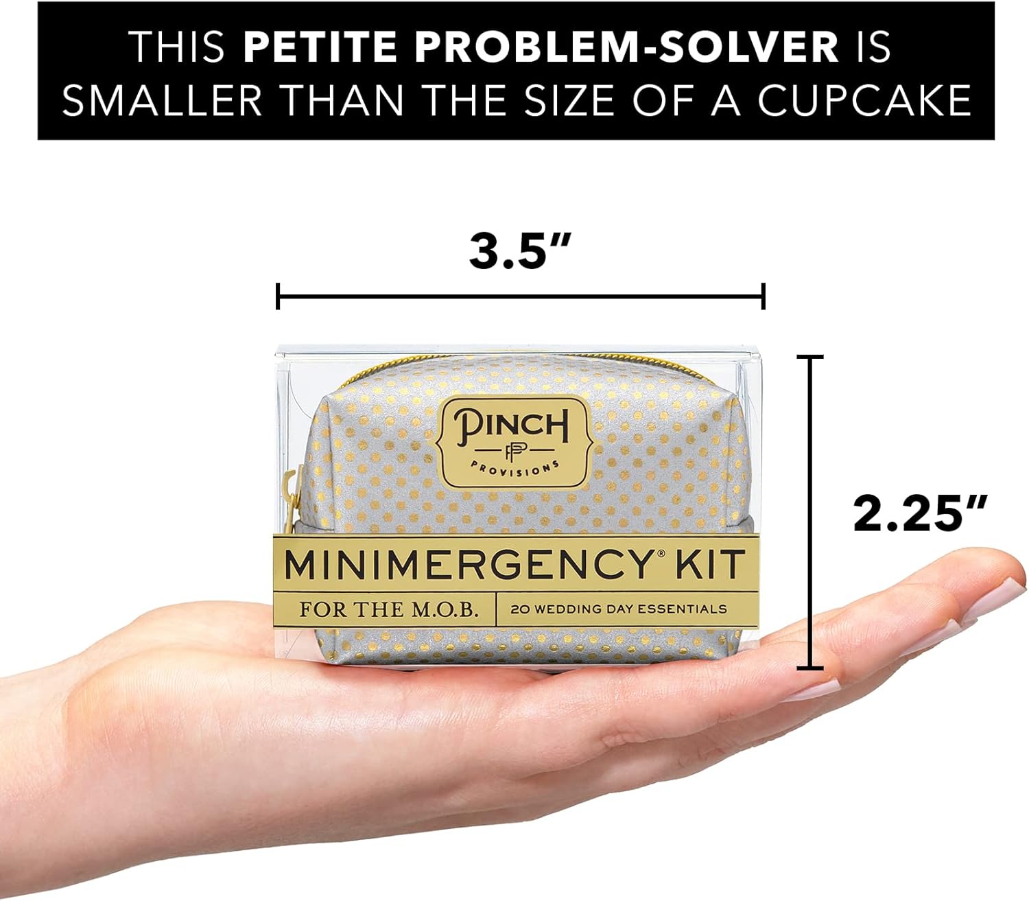 Pinch Provisions Kit de minimergencia para M.O.B, incluye 20 artículos esenciales de emergencia imprescindibles para el gran día, bolsa compacta y