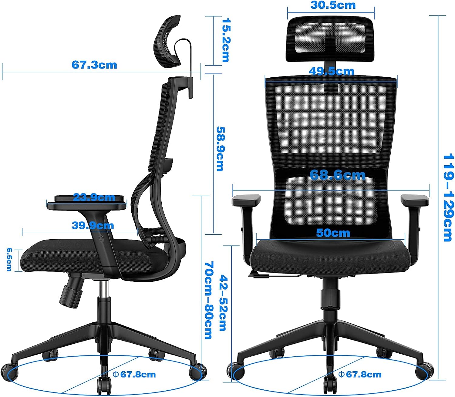 Silla de oficina ergonómica con soporte lumbar mejorado y reposacabezas ajustables, silla de escritorio con respaldo alto de malla, silla de