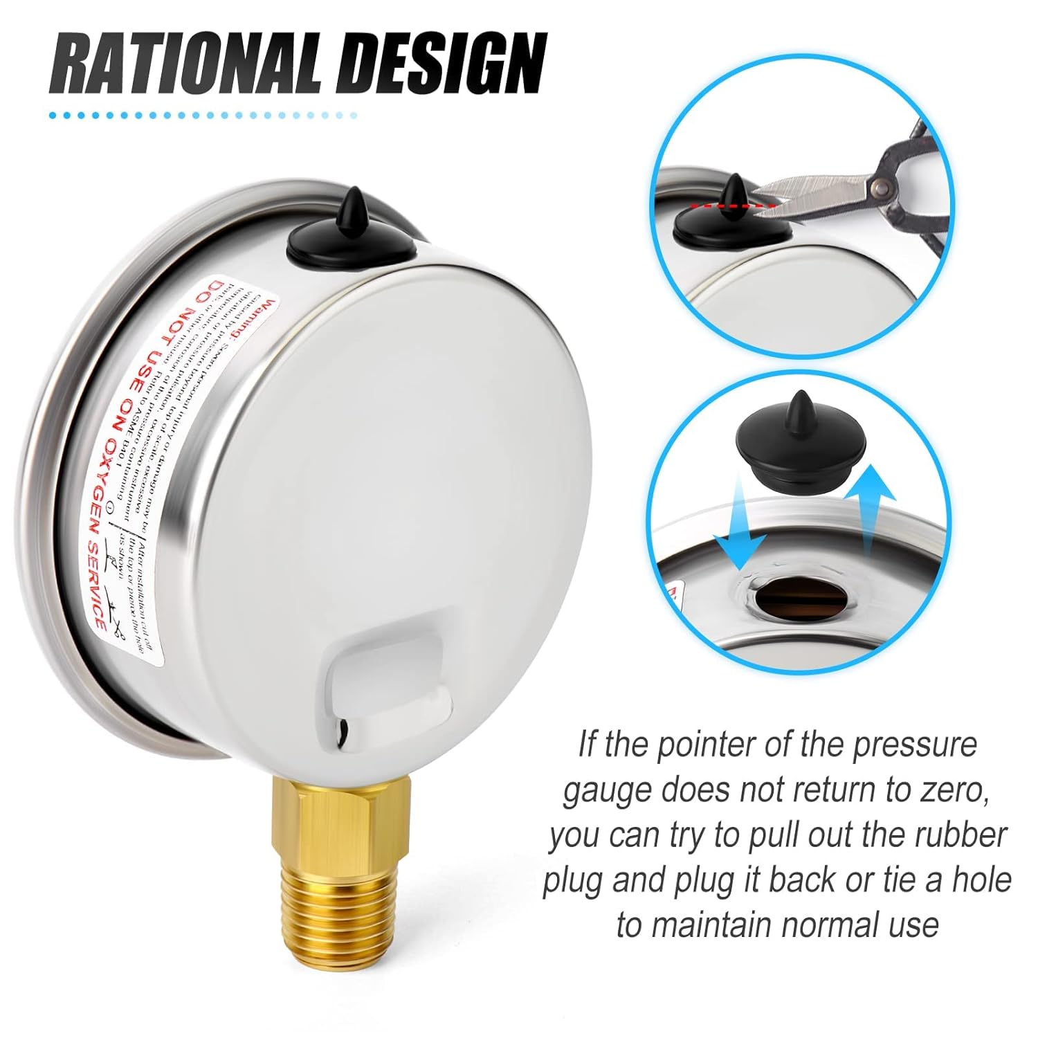 MEANLIN MEASURE Medidor de presión de 0  60 psi, esfera con cara NPT de 1.5 pulgadas, relleno de glicerina, de acero inoxidable, con relleno de