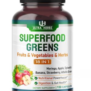 Superfood Greens 18 en 1  18,100 mg con frutas y verduras y hierbas  Moringa, alfalfa, manzana, espinatch, plátano, fresa, potencia la energía, la Superfood Greens 18 en 1  18,100 mg con frutas y verduras y hierbas  Moringa, alfalfa, manzana, espinatch, plátano, fresa, potencia la energía, la