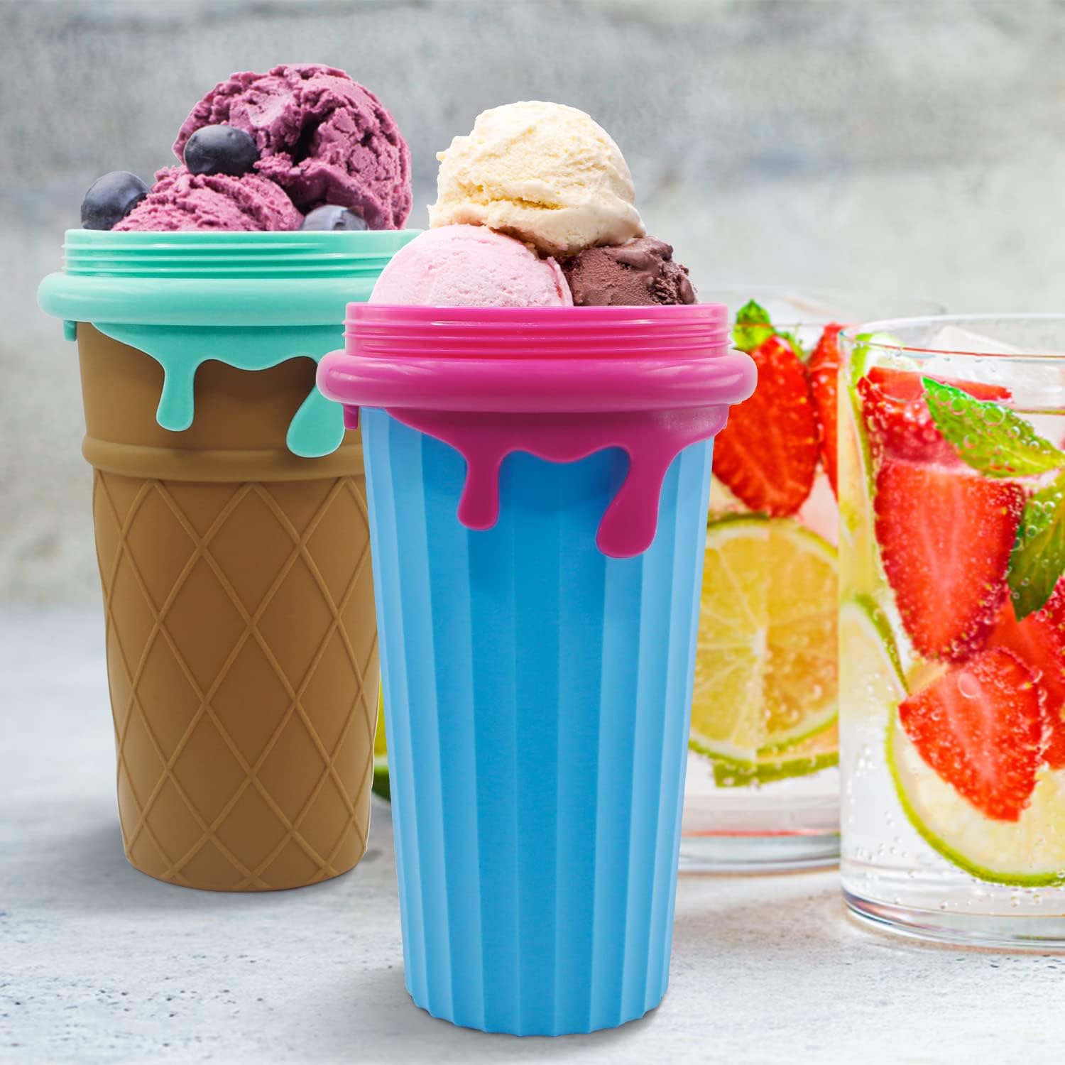 Upgrade 500ML Vaso para hacer granizados TIK TOK Frozen Magic Squeeze Cup  Batido de leche granizado de enfriamiento rápido para batidos de helado