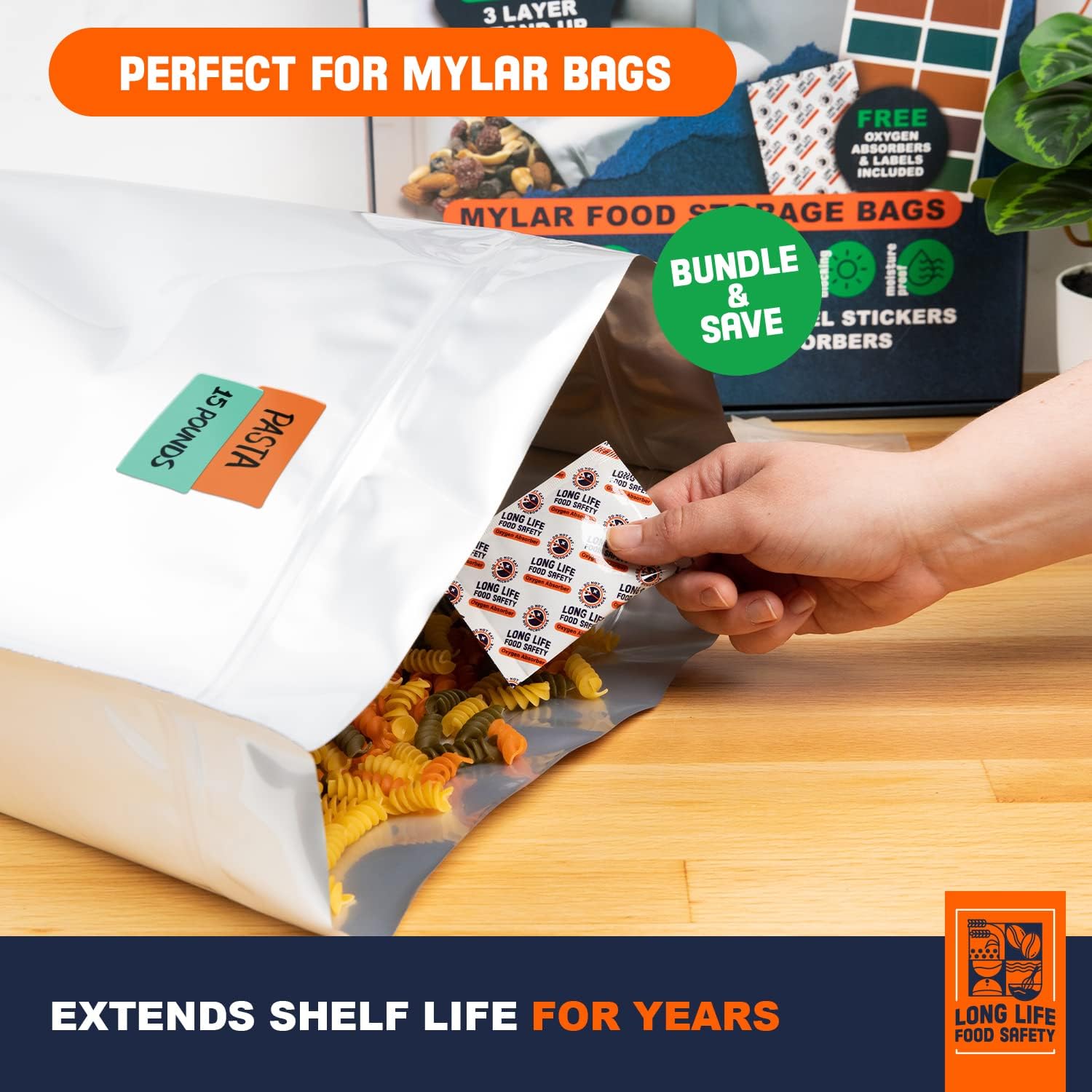 Absorbentes de oxígeno de 3000 cc y 2000 cc para almacenamiento de alimentos (20 paquetes, sellados individualmente al vacío), 3 veces capacidad de
