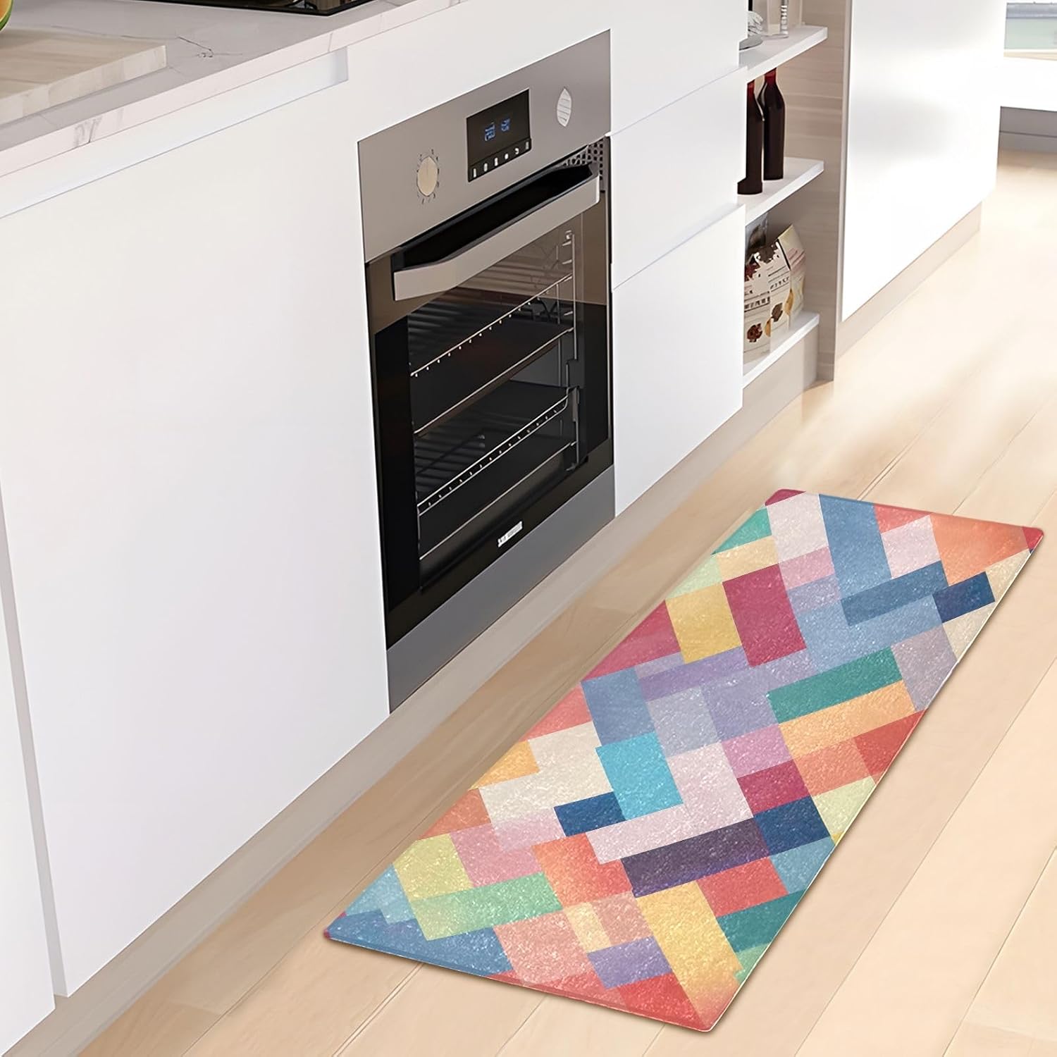 Tapetes de baño absorbentes con patrón geométrico abstracto, cómodas alfombras de baño antideslizantes, duraderas y suaves, 39 x 20 pulgadas