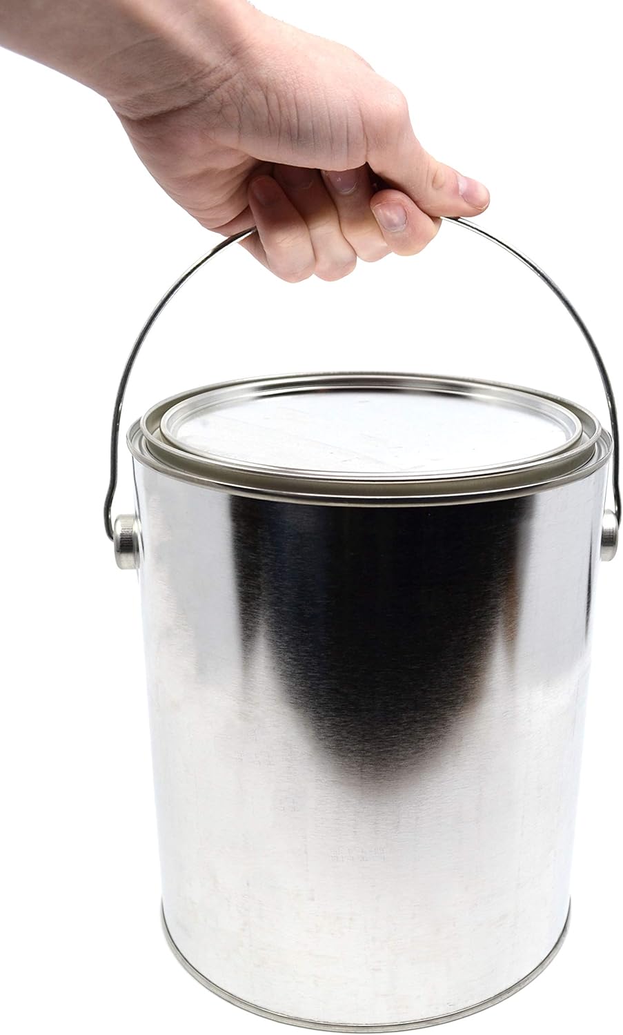 Lata de pintura metálica de 1 galón con orejas, fianza y tapa, fabricado en los Estados Unidos con metal parcialmente reciclado, 100% reciclable