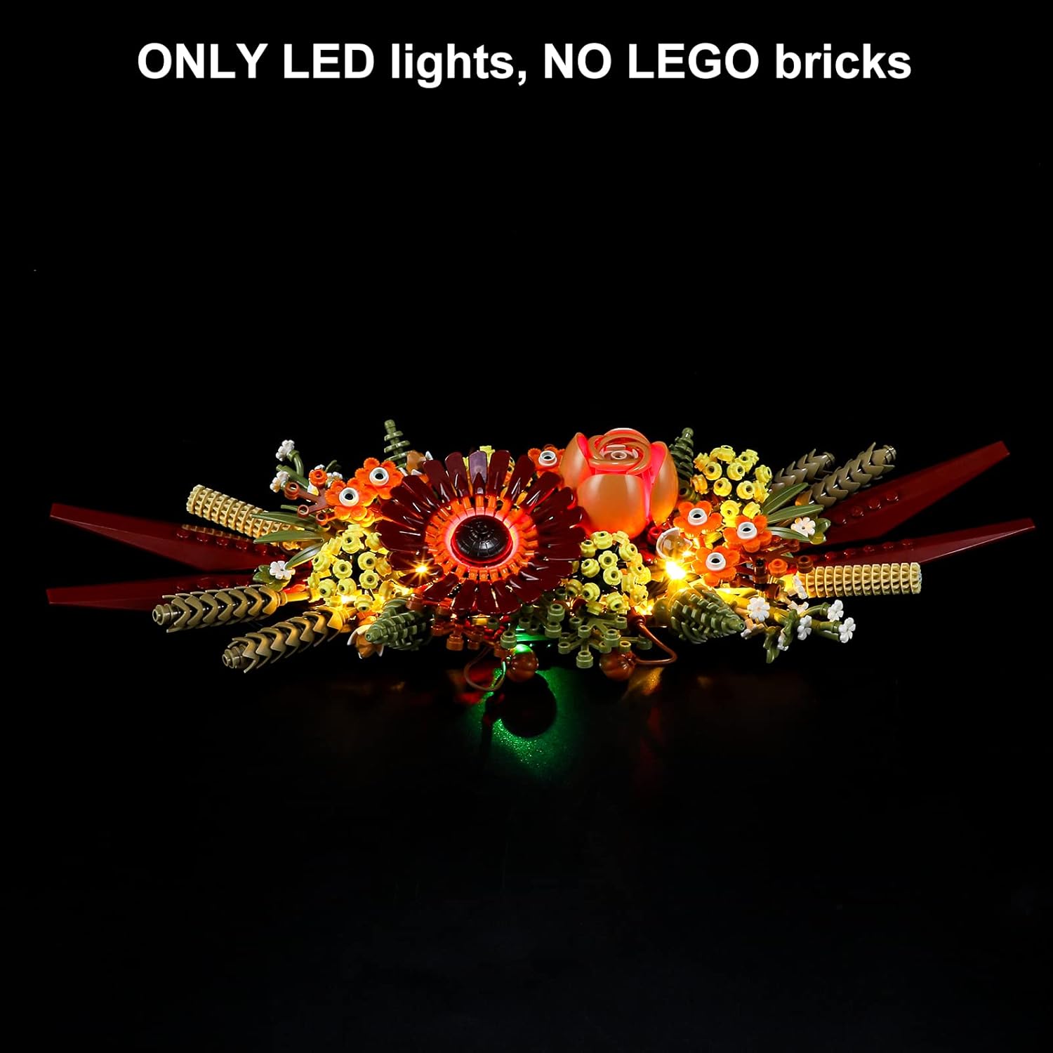 Vaodest Juego de luces LED para iconos de Lego, centro de mesa de flores secas, diseño y configuración compatible con el modelo 10314 (solo luz LED,