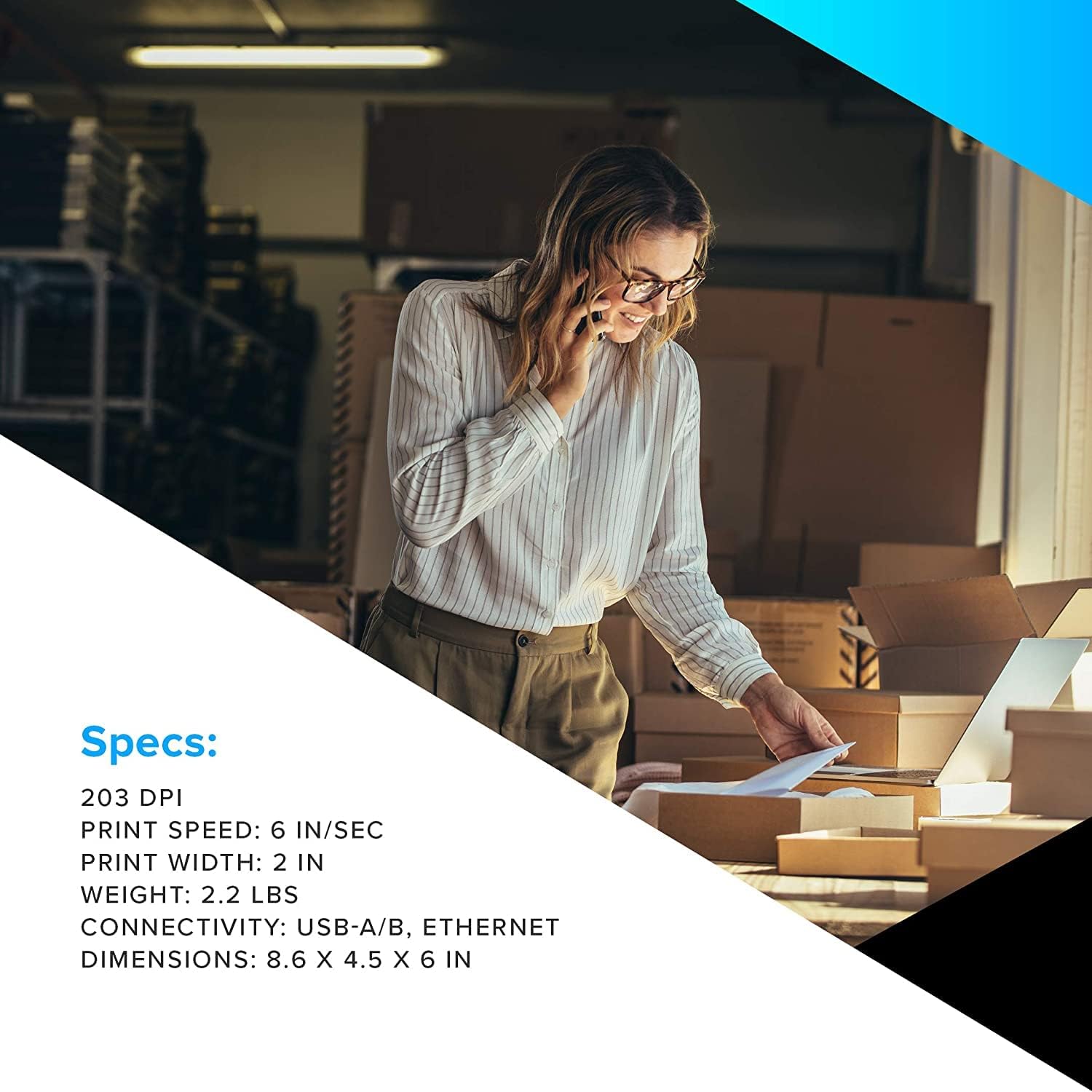 ZEBRA ZD410 – Impresora térmica directa de sobremesa, Ethernet, Bluetooth, conectividad de host USB y USB, ancho de impresión de 2 pulgadas, 203