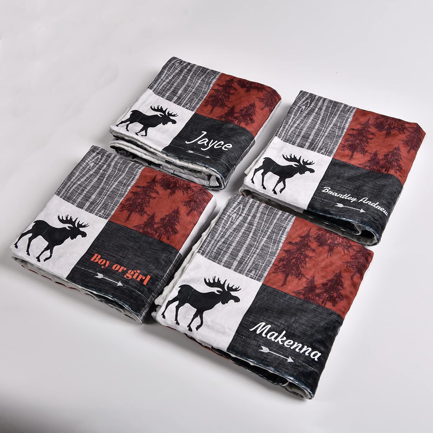 Woodland Deer and Bear – Mantas de bebé neutras personalizadas con nombre, manta suave y acogedora para niños y niñas, decoración de guardería del