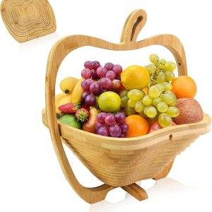 MYOSOTIS Cesta de frutas plegable para regalo, caja de aperitivos con forma de manzana y cesta de frutas secas para Halloween, fiesta de vacaciones, MYOSOTIS Cesta de frutas plegable para regalo, caja de aperitivos con forma de manzana y cesta de frutas secas para Halloween, fiesta de vacaciones,