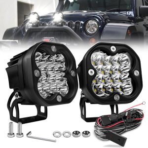 Kit de luces antiniebla LED de 3 pulgadas con interruptor, kit de luces antiniebla para todo terreno, 2 unidades, 50 W, impermeable, para Jeep, Kit de luces antiniebla LED de 3 pulgadas con interruptor, kit de luces antiniebla para todo terreno, 2 unidades, 50 W, impermeable, para Jeep,