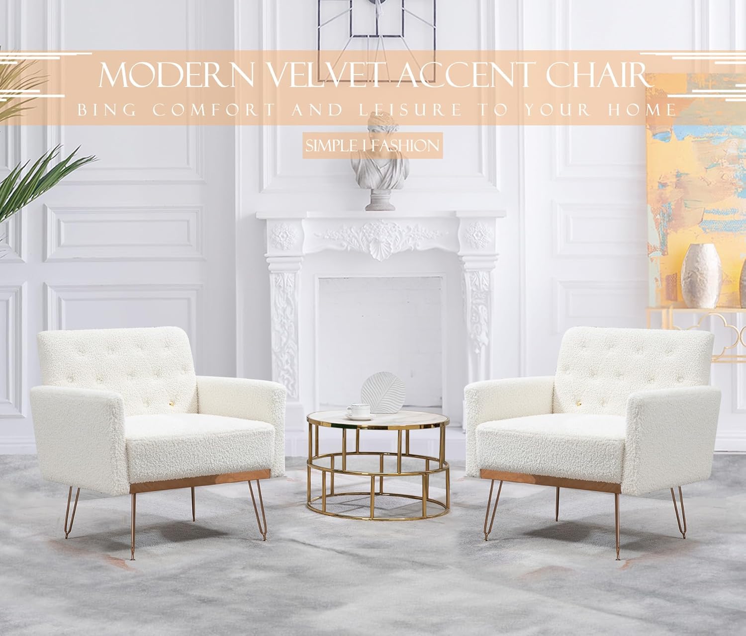 Silla decorativa moderna, sillón tapizado para ocio con delicadas patas de metal dorado, cómodo sillón para sala de estar, dormitorio, oficina, sala