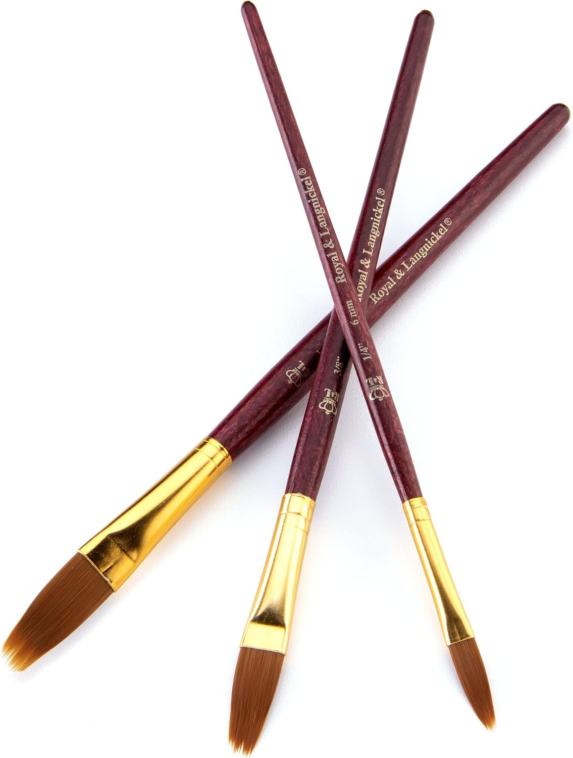 Royal & Langnickel RSET-9140 Zip N’ Close Oro Taklon Filbert Peine Set de 3 piezas