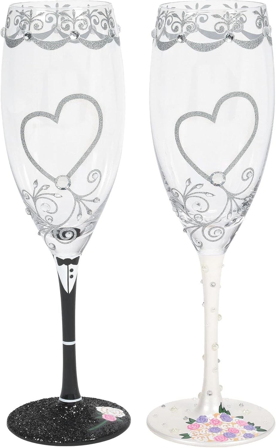 Enesco Designs by Lolita Mrs. Wedding Toasting – Juego de flauta de champán artesanal pintada a mano, 2 unidades (paquete de 1), multicolor