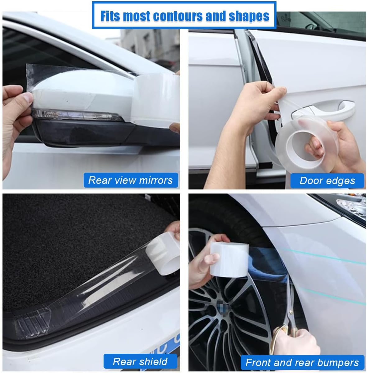 Ziciner Tira protectora para umbral de puerta de automóvil, protector de borde invisible transparente, película protectora de entrada de puerta