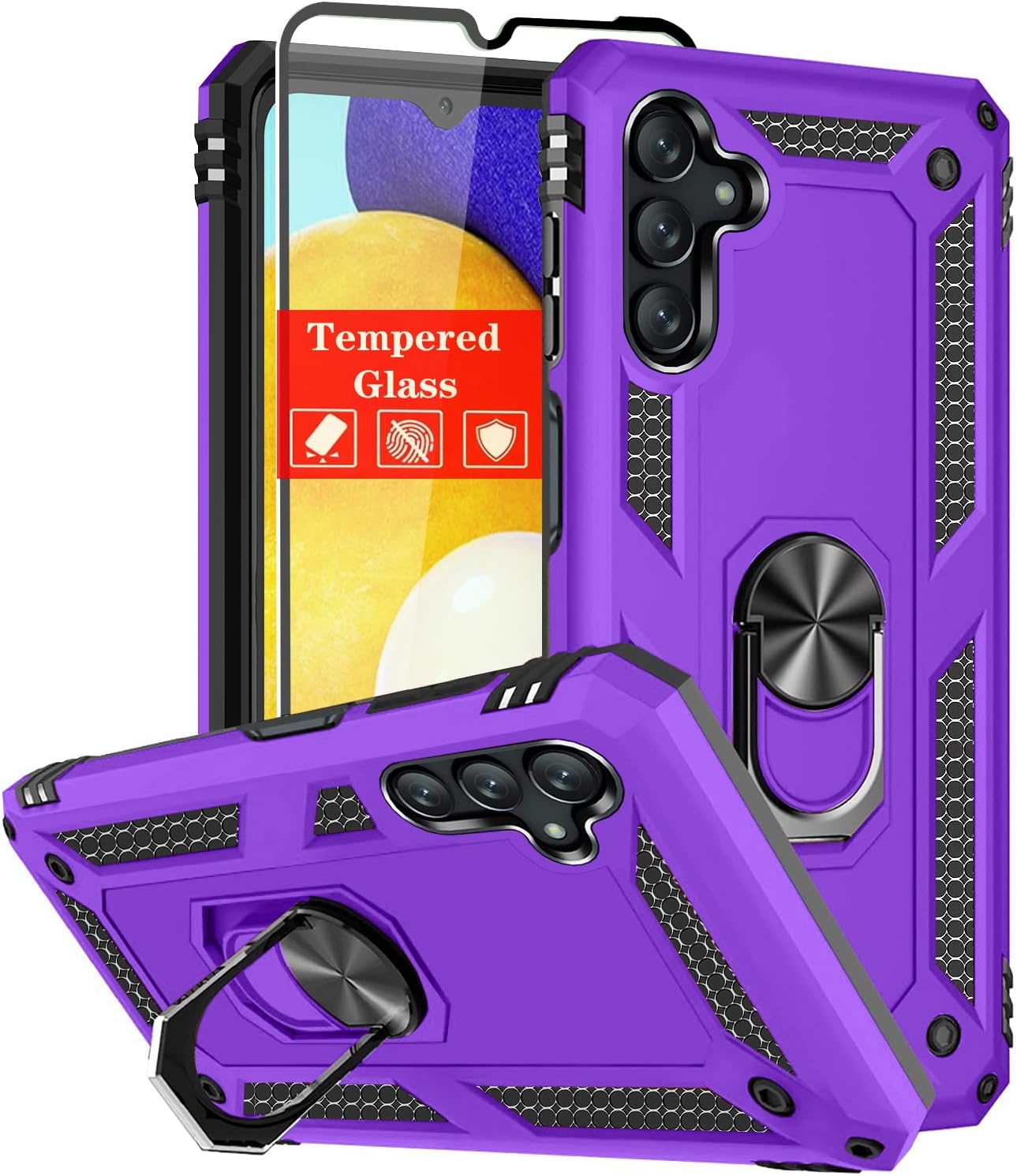 SunRemex Samsung Galaxy A13 Case with Tempered Glass Screen ProtectorGalaxy A13 5G Case Kickstand Military Grade 16ft.Drop Tested Protective Cover