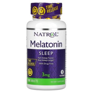 Natrol Tabletas de suplemento dietético de liberación de tiempo de sueño de melatonina 3 mg 100 ea Natrol Tabletas de suplemento dietético de liberación de tiempo de sueño de melatonina 3 mg 100 ea
