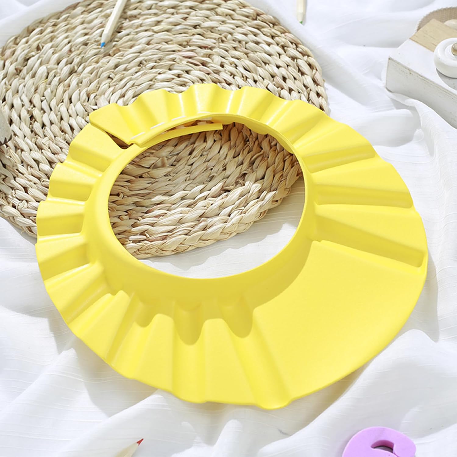 Gorro azul para baby shower, gorro de champú de baño, gorra de visera ajustable, protege tus ojos y cara del agua, adecuado para bebés, niños y