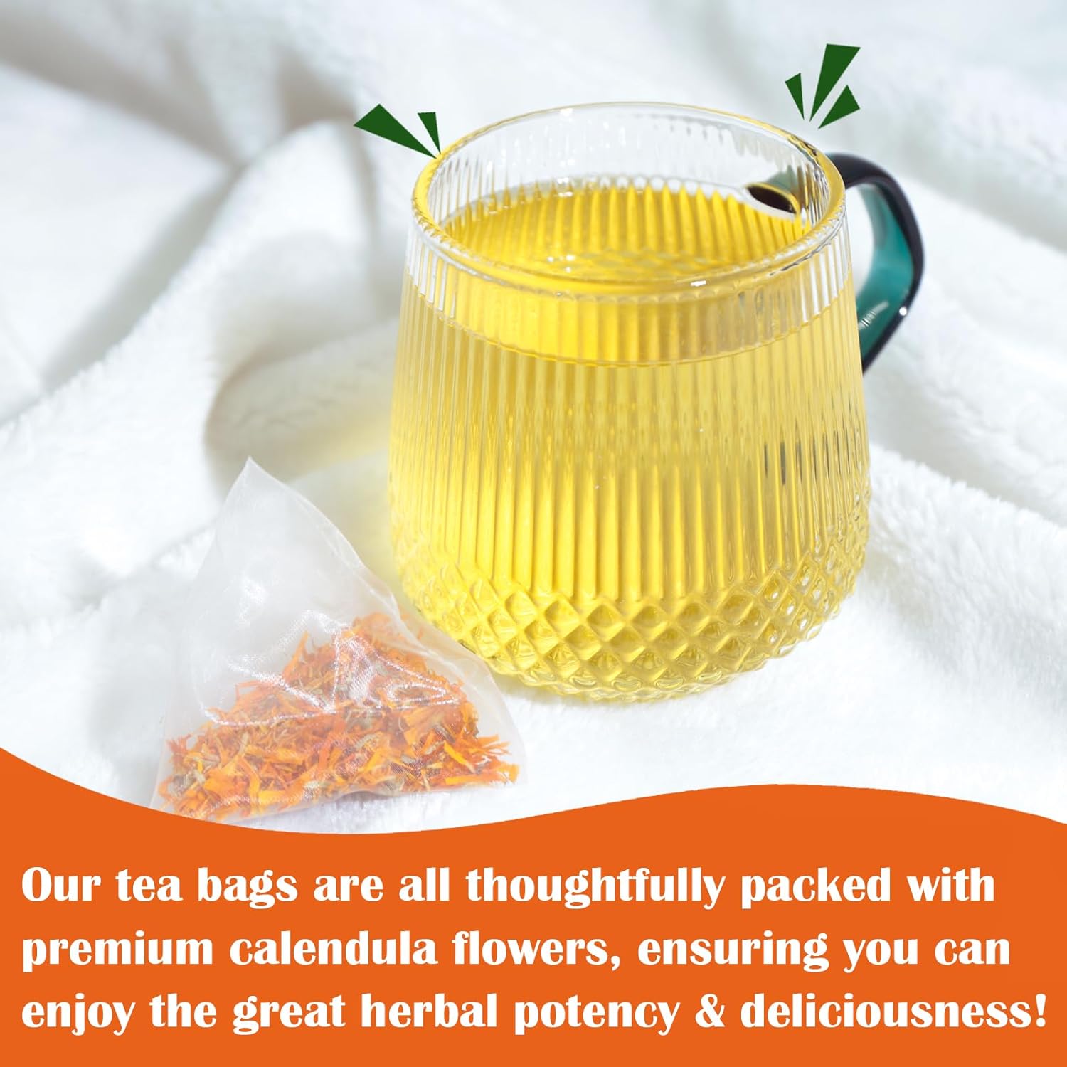 FullChea – Té de flores de caléndula secas, 30 bolsitas de té, 0.05 ozbolsa – Té de caléndula premium para la salud de la piel y el bienestar – Sin