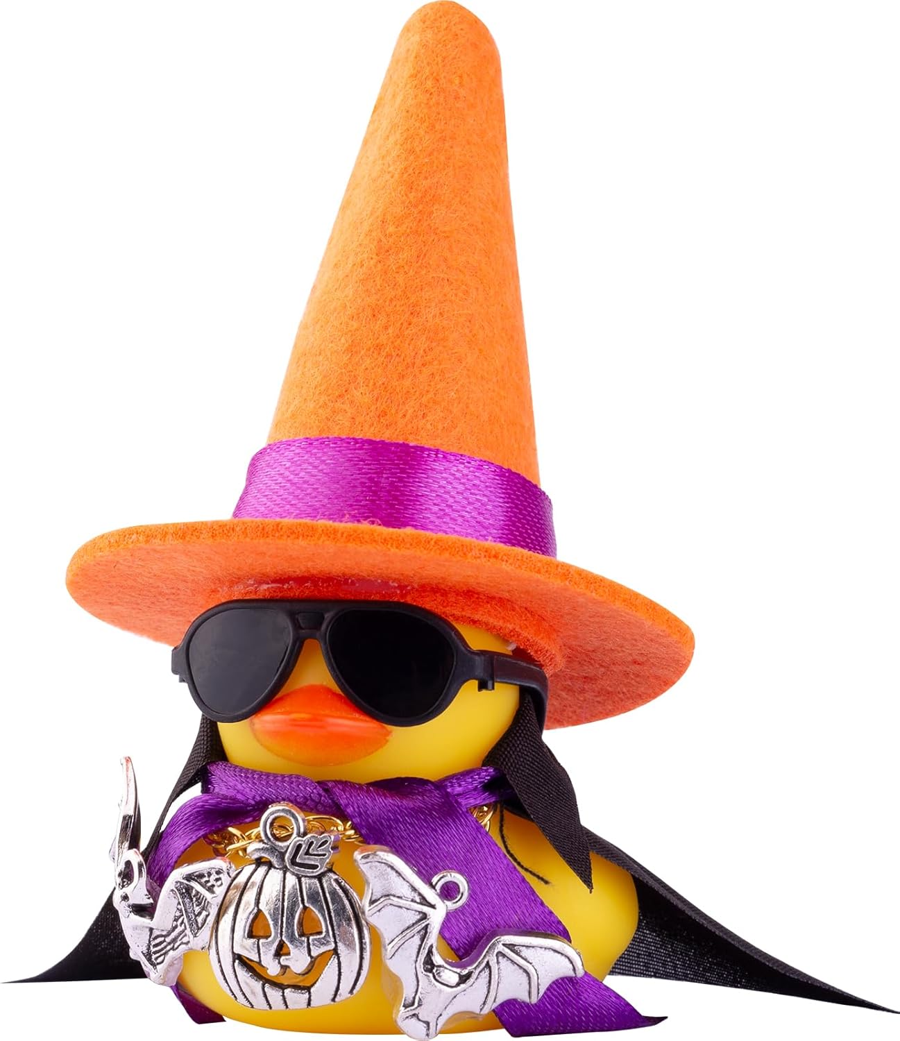 MuMyer Adornos de pato de goma para automóvil, decoraciones de tablero de automóvil con mini sombrero de bruja, gafas de sol, collar, accesorios de