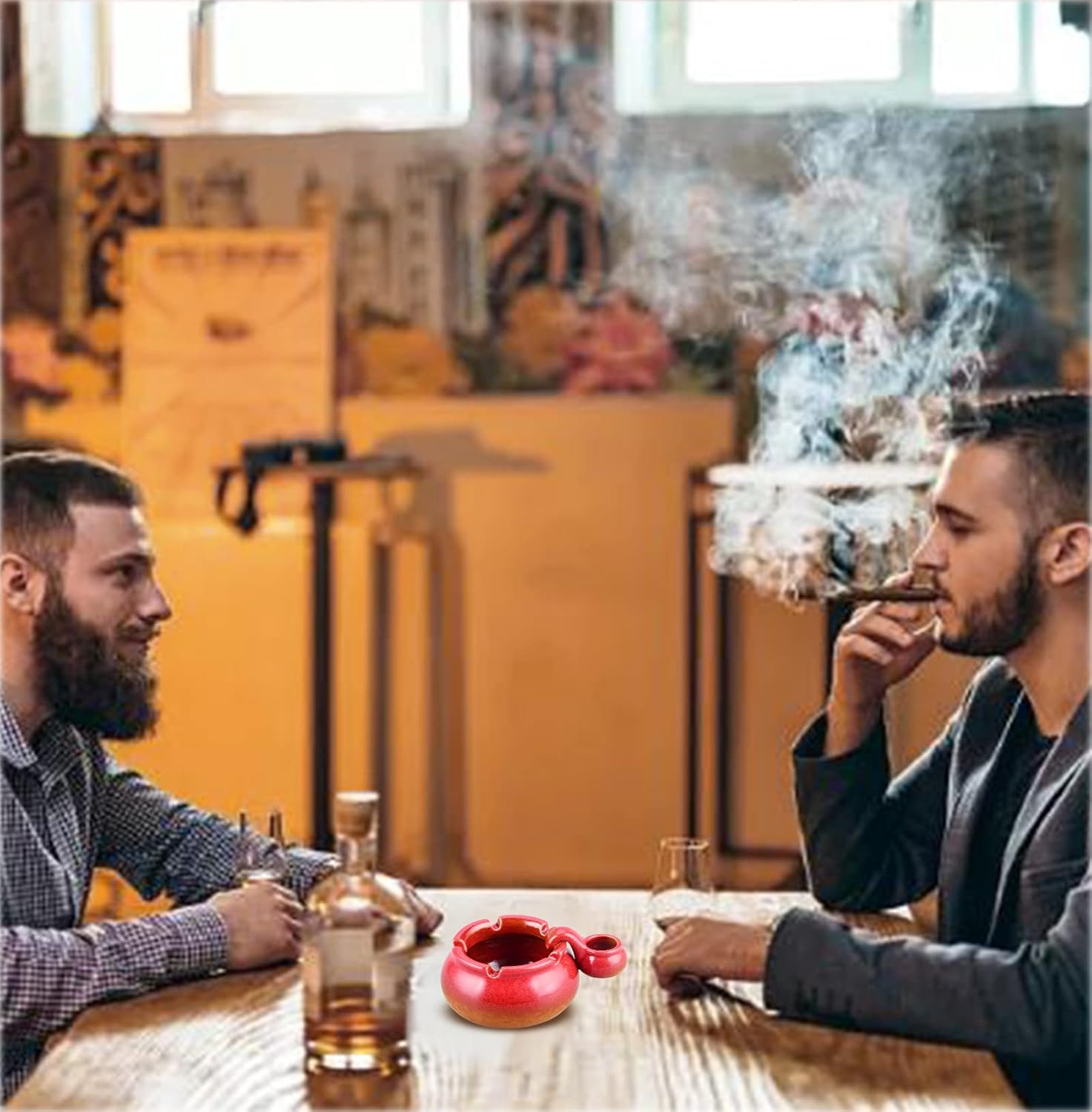Cenicero de cerámica con pequeña maceta de extinción, ceniceros de cigarrillos para interiores y exteriores, soporte de cenizas para ahumadores,